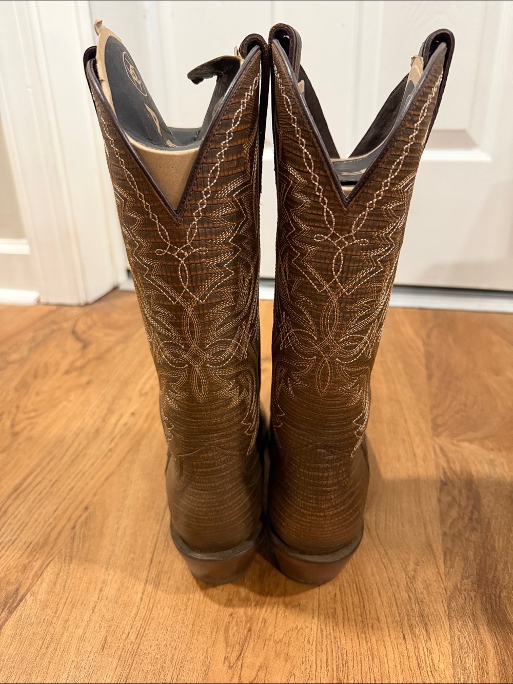 Ariat Alamar Chocolate Lizard Print Western Cowboy Boots 9B - Picture 4 of 10